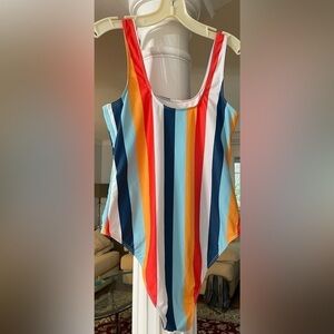 SHEIN women’s one piece swimsuit striped multi vibrant color size medium